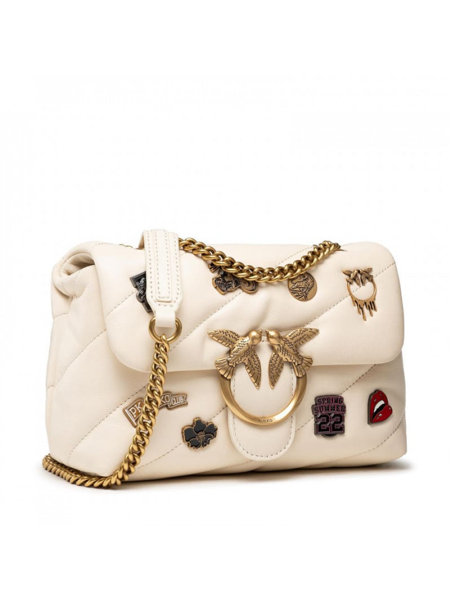 Сумка MINI LOVE BAG PUFF VERSITY PINS – white