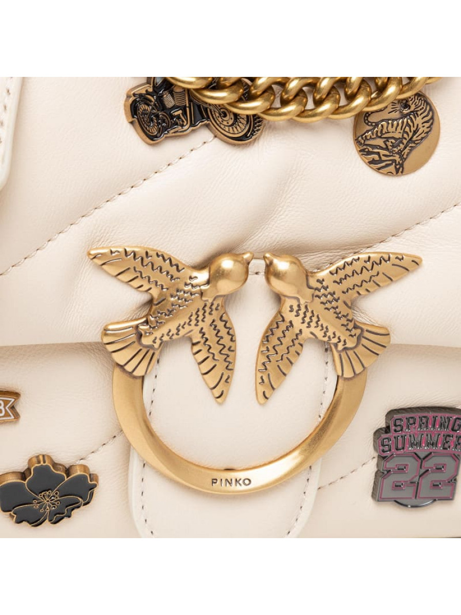 Сумка MINI LOVE BAG PUFF VERSITY PINS – white
