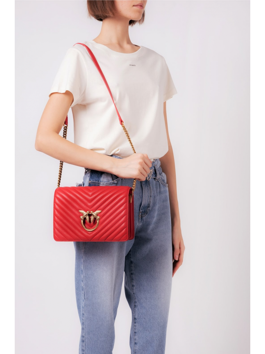 Сумка CLASSIC LOVE BAG CLICK V QUILT – red-antique gold