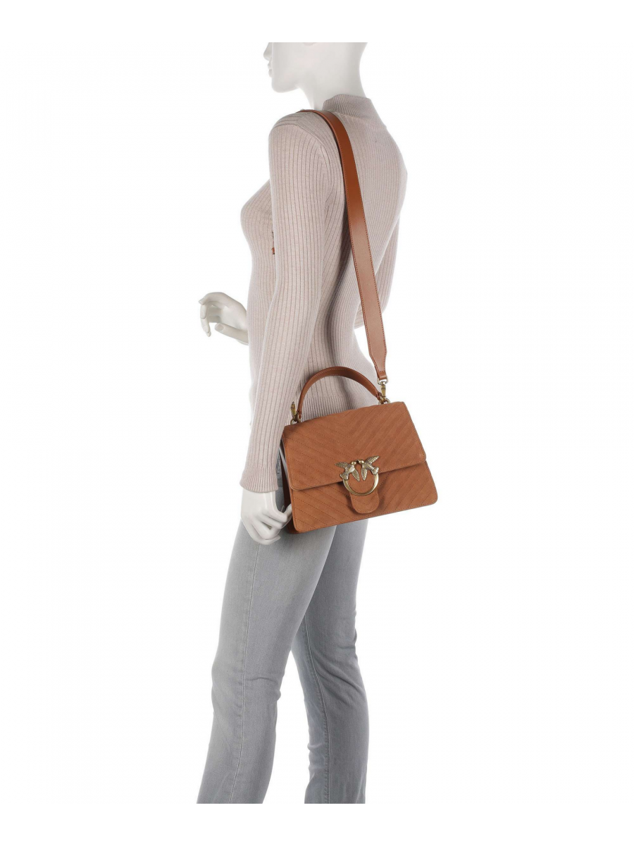 Сумка CLASSIC LOVE BAG ONE TOP HANDLE LIGHT SUEDE – cognac-antique gold