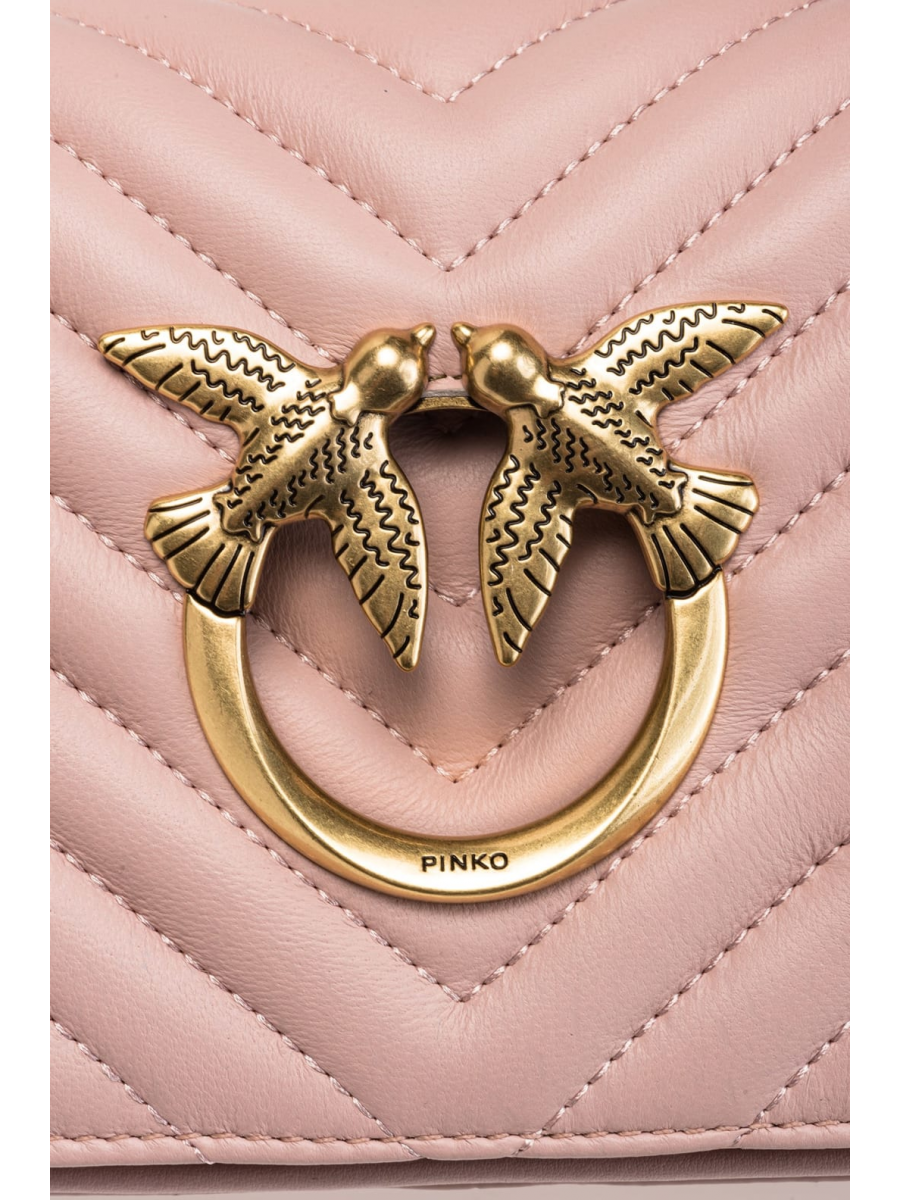 Сумка MINI LOVE BAG CLICK BAGUETTE CHEVRON – dusty pink-antique gold