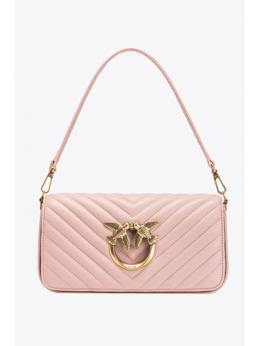 Сумка MINI LOVE BAG CLICK BAGUETTE CHEVRON – dusty pink-antique gold