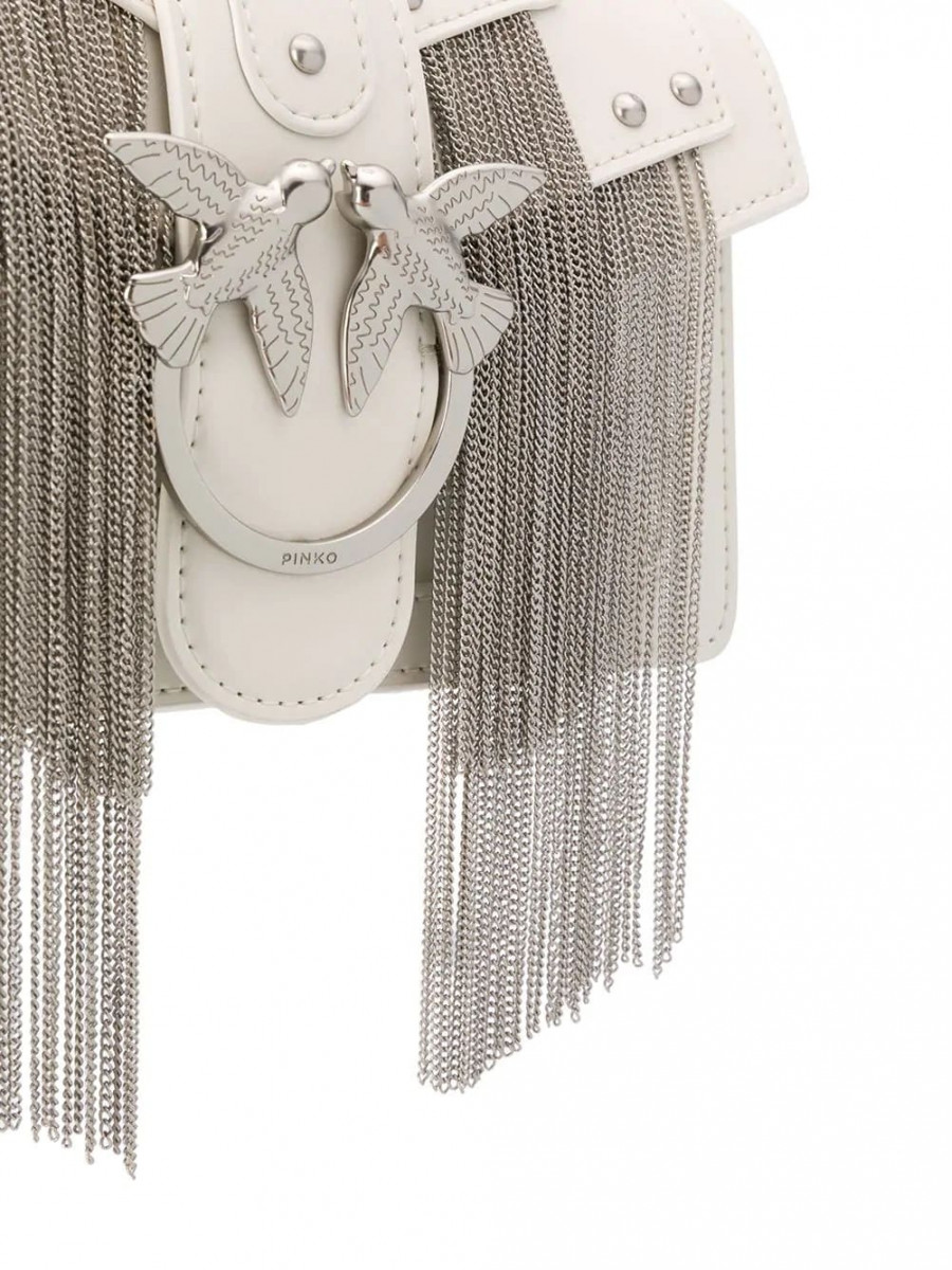 Сумка MINI LOVE BAG METAL FRINGES – white