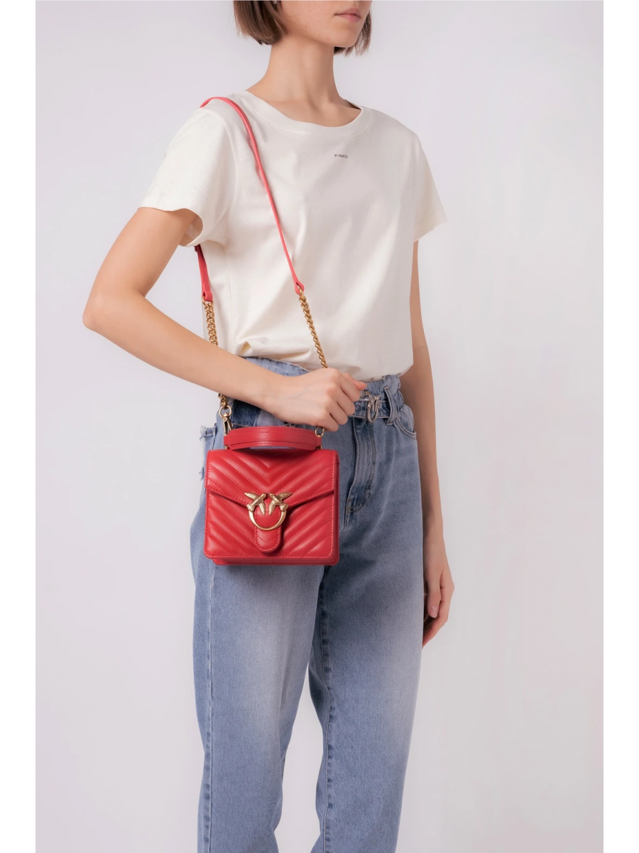 Сумка MINI LOVE BAG TOP HANDLE CHEVRON – red-antique gold