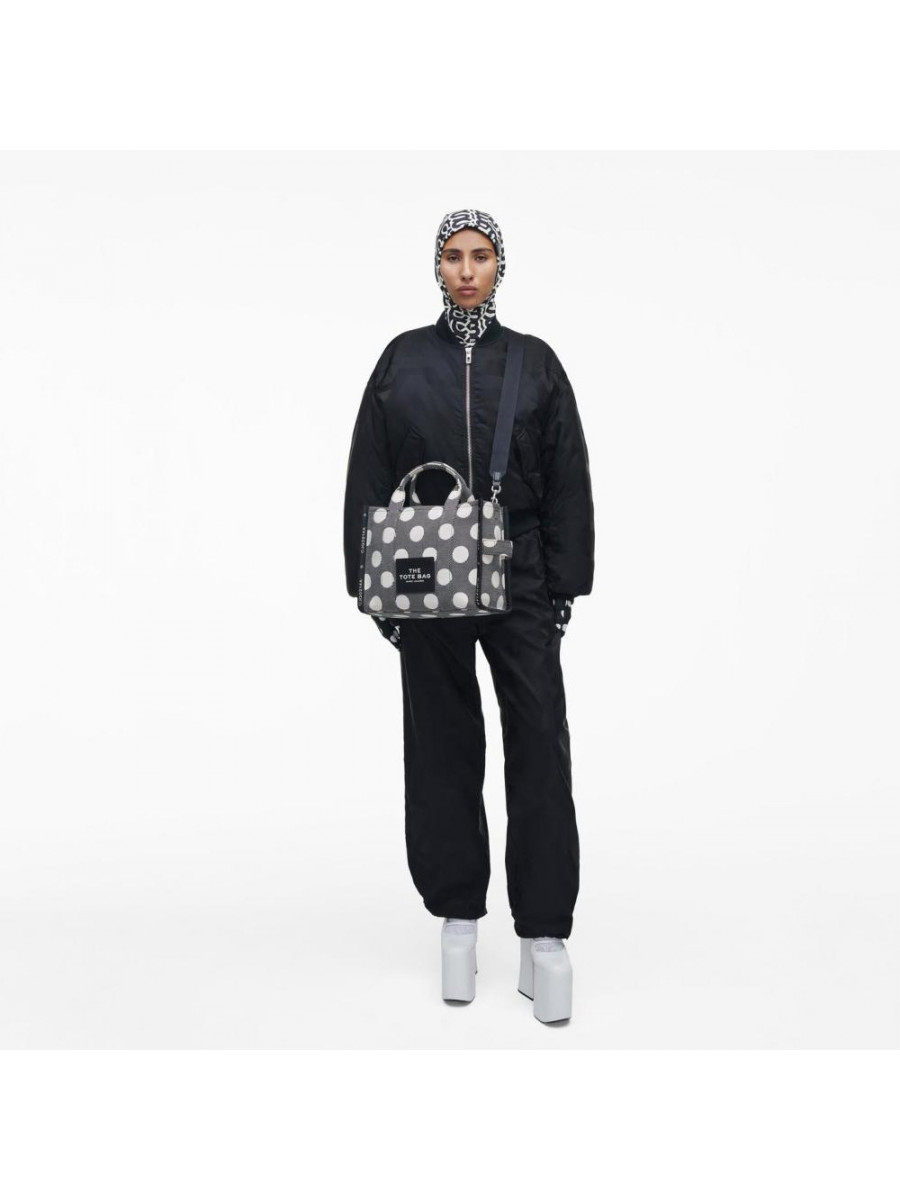 СУМКА MARC JACOBS THE SPOTS JACQUARD MEDIUM TOTE BAG BLACK/IVORY