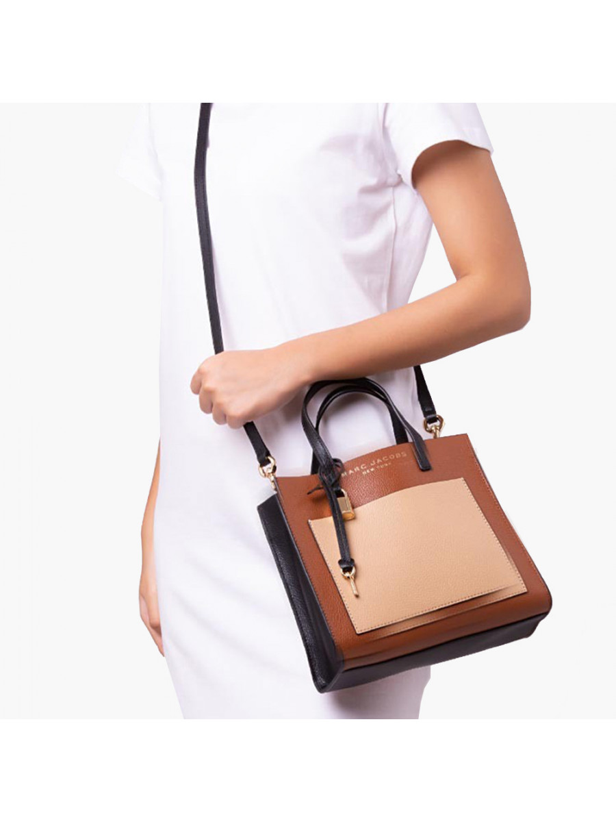 СУМКА MARC JACOBS THE MINI GRIND COLORBLOCK TOTE BAG CHOCOLATE TRUFFLE