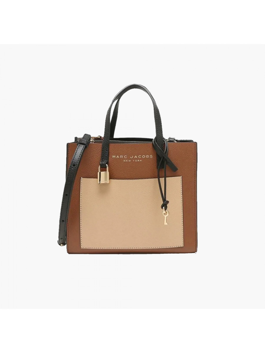 СУМКА MARC JACOBS THE MINI GRIND COLORBLOCK TOTE BAG CHOCOLATE TRUFFLE