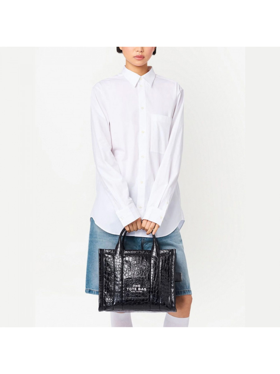 СУМКА MARC JACOBS THE MEDIUM CROC-EMBOSSED TOTE BAG BLACK