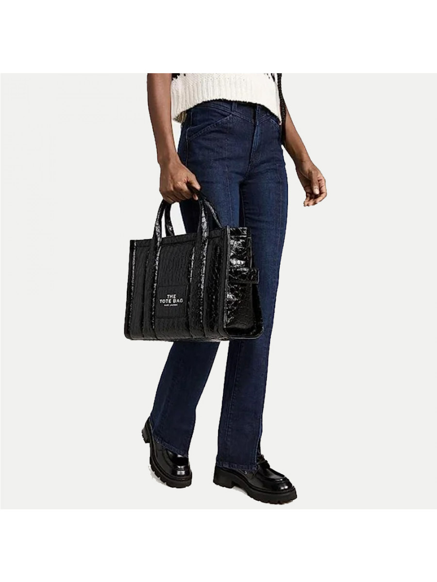 СУМКА MARC JACOBS THE MEDIUM CROC-EMBOSSED TOTE BAG BLACK