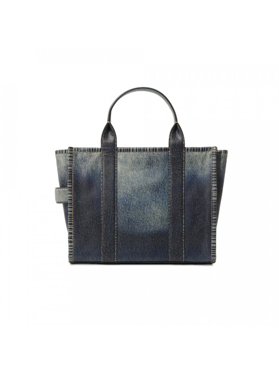 СУМКА MARC JACOBS THE DENIM-PRINTED LEATHER MEDIUM TOTE BAG
