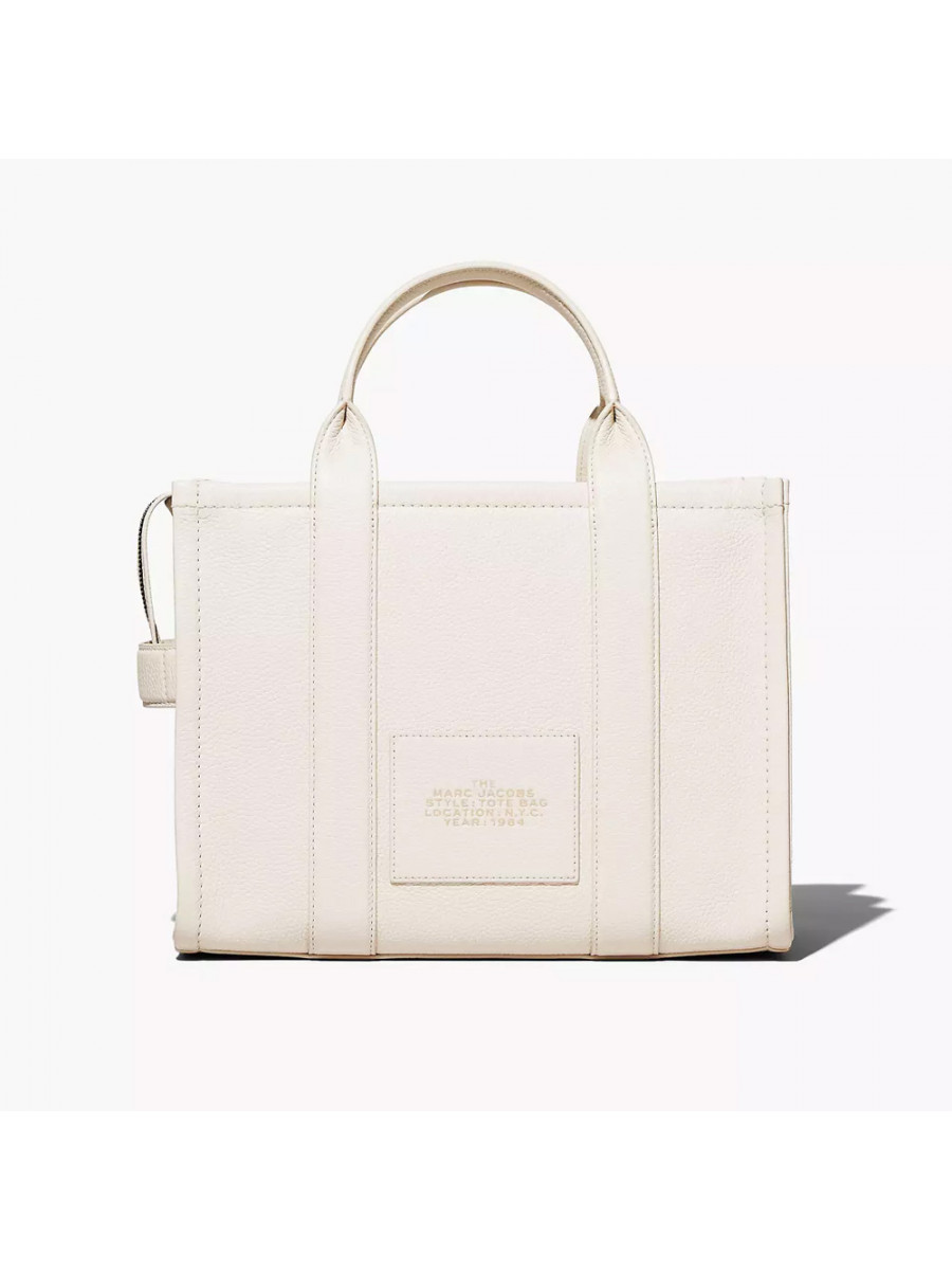 СУМКА MARC JACOBS THE LEATHER MEDIUM TOTE BAG COTTON/SILVER