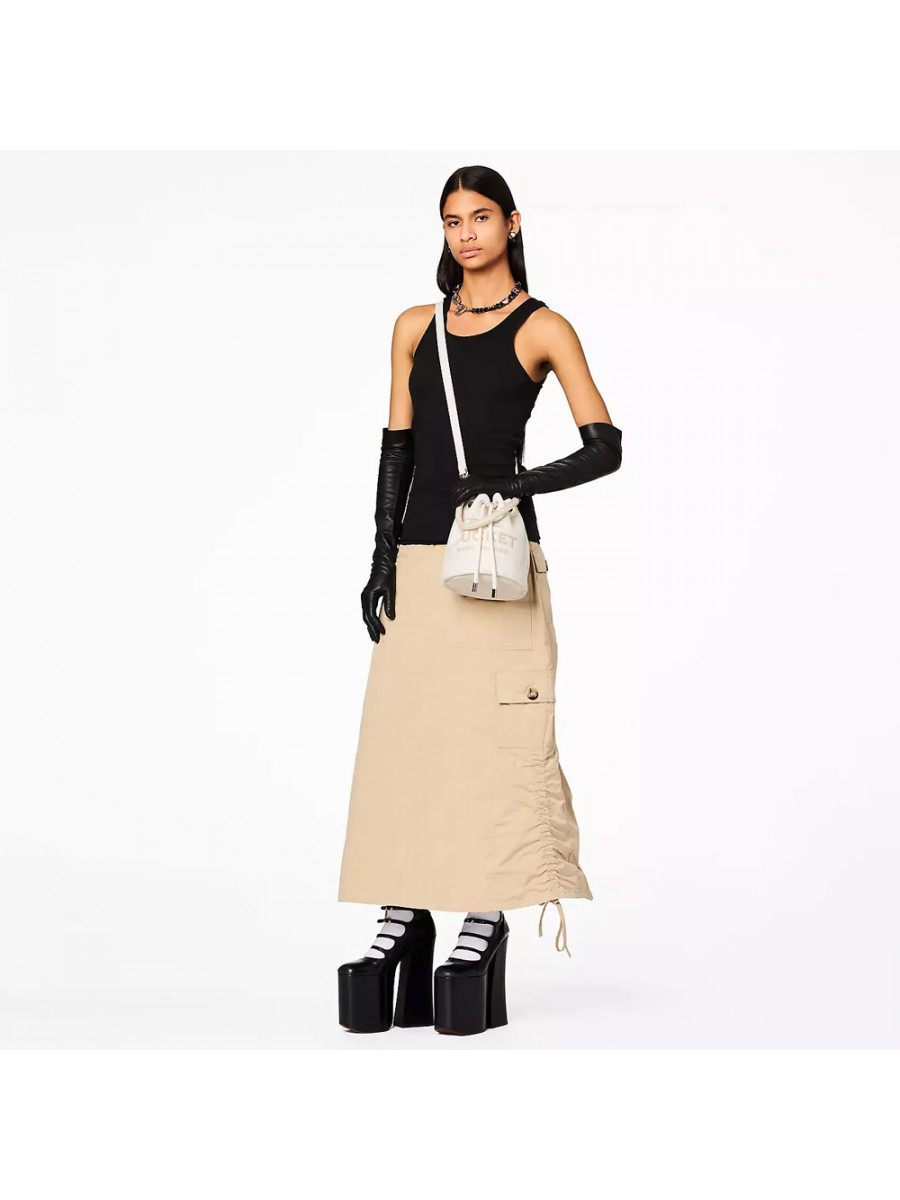 СУМКА MARC JACOBS THE LEATHER BUCKET BAG COTTON/SILVER