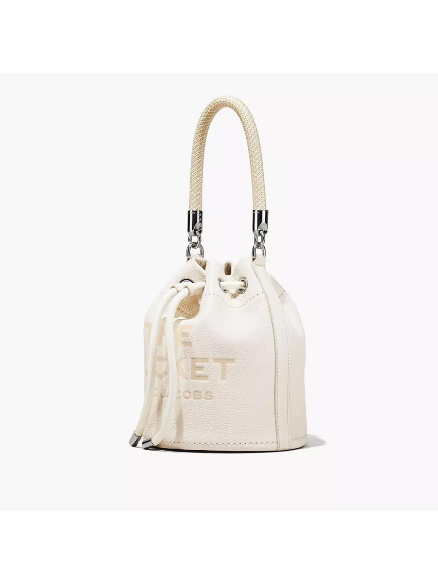 СУМКА MARC JACOBS THE LEATHER BUCKET BAG COTTON/SILVER