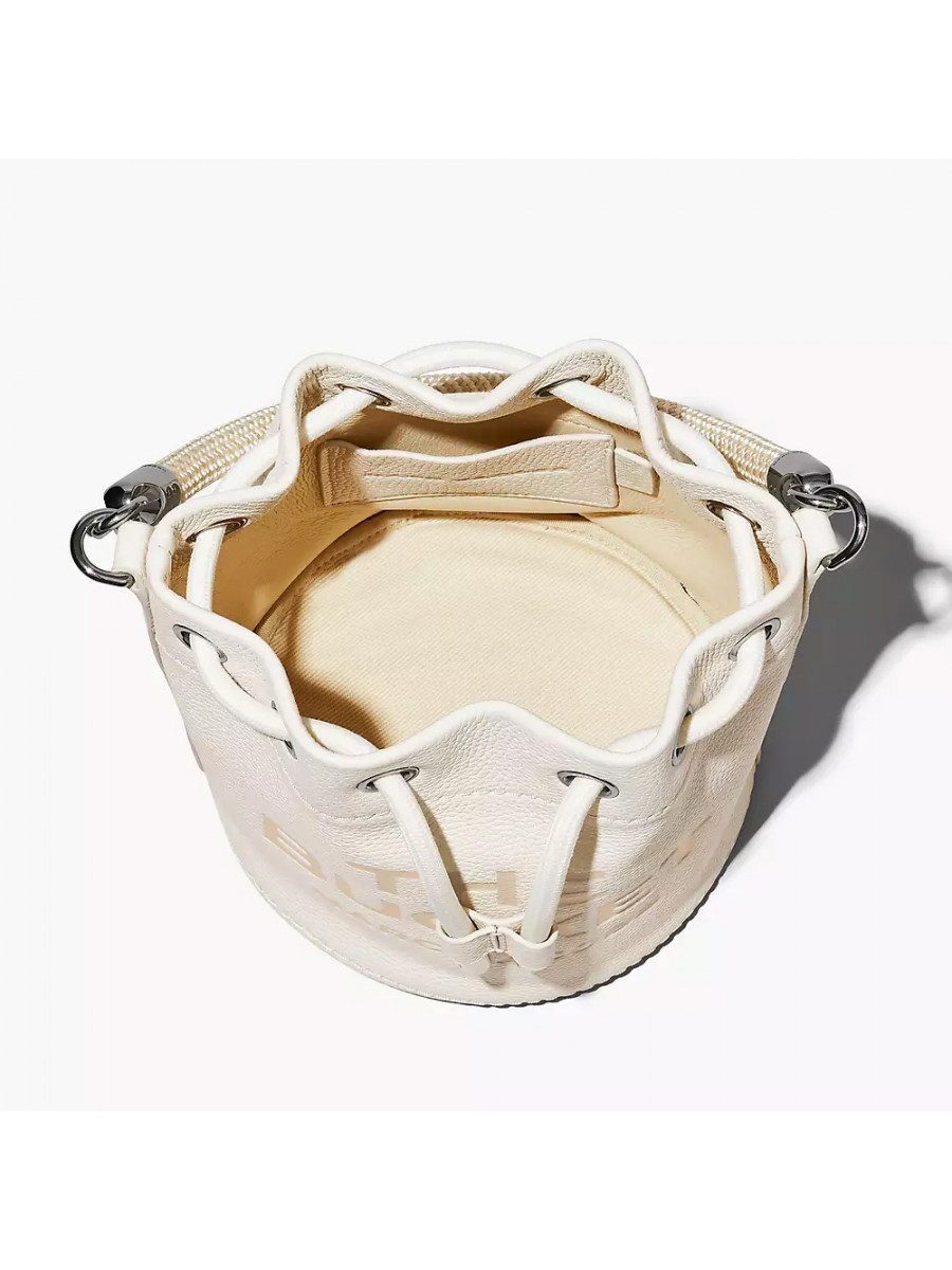 СУМКА MARC JACOBS THE LEATHER BUCKET BAG COTTON/SILVER