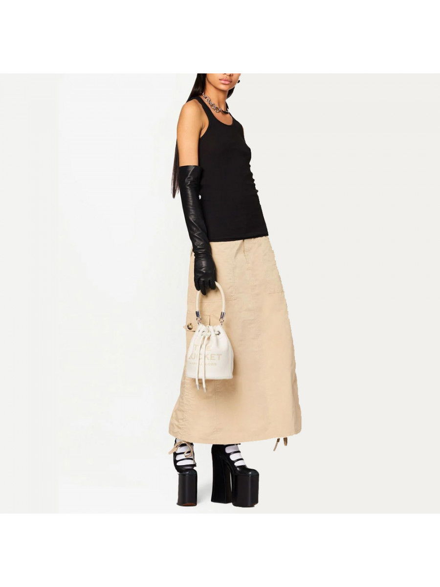 СУМКА MARC JACOBS THE LEATHER BUCKET BAG COTTON/SILVER