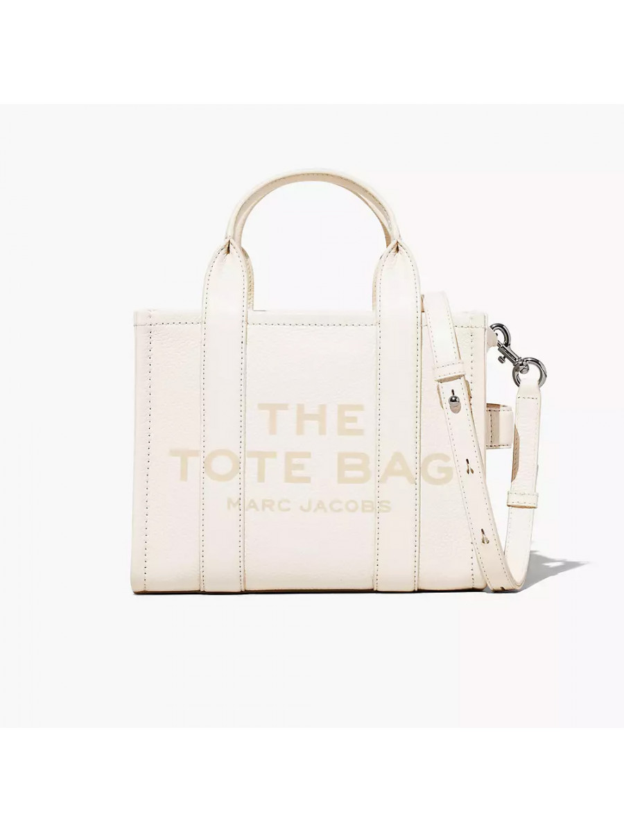 СУМКА MARC JACOBS THE LEATHER SMALL TOTE BAG COTTON/SILVER