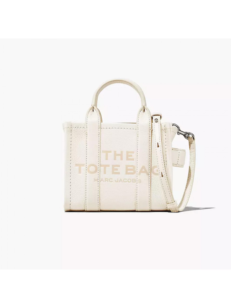 СУМКА MARC JACOBS THE LEATHER MINI TOTE BAG COTTON/SILVER Marc Jacobs