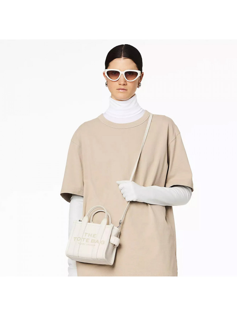 СУМКА MARC JACOBS THE LEATHER MINI TOTE BAG COTTON/SILVER