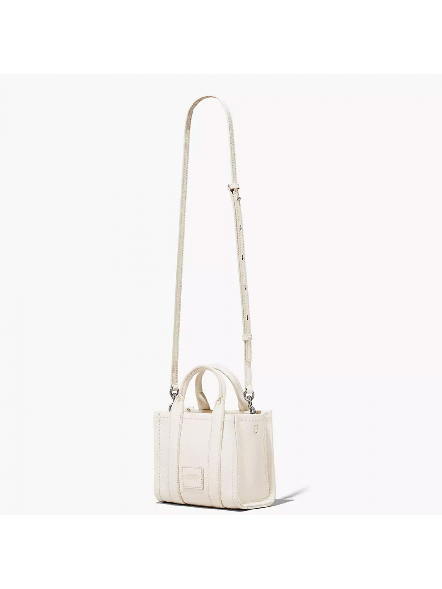 СУМКА MARC JACOBS THE LEATHER MINI TOTE BAG COTTON/SILVER