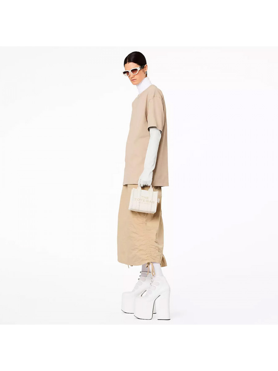СУМКА MARC JACOBS THE LEATHER MINI TOTE BAG COTTON/SILVER