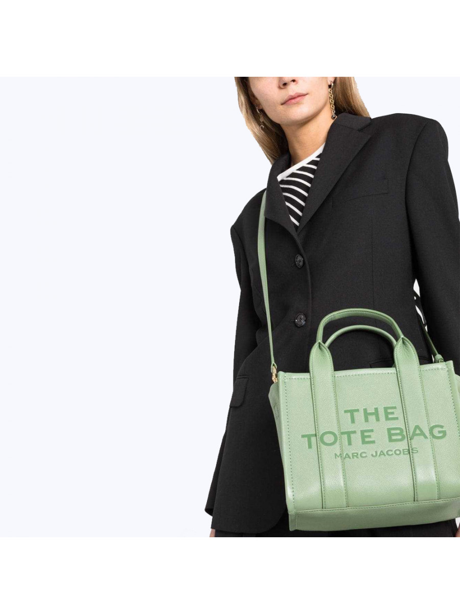 СУМКА MARC JACOBS THE LEATHER SMALL TOTE BAG ASPEN GREEN CEMENT