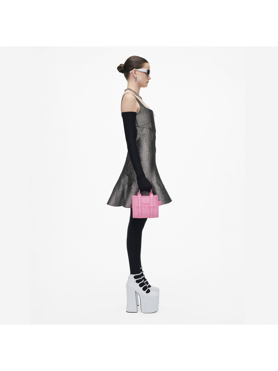 СУМКА MARC JACOBS THE LEATHER MINI TOTE BAG FLURO CANDY PINK