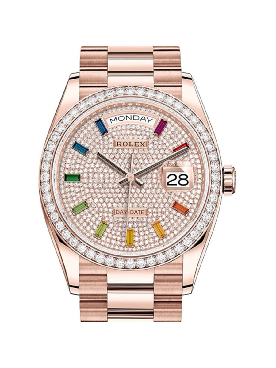 Часы Rolex 128345RBR Diamond-paved rainbow sapphires Rolex
