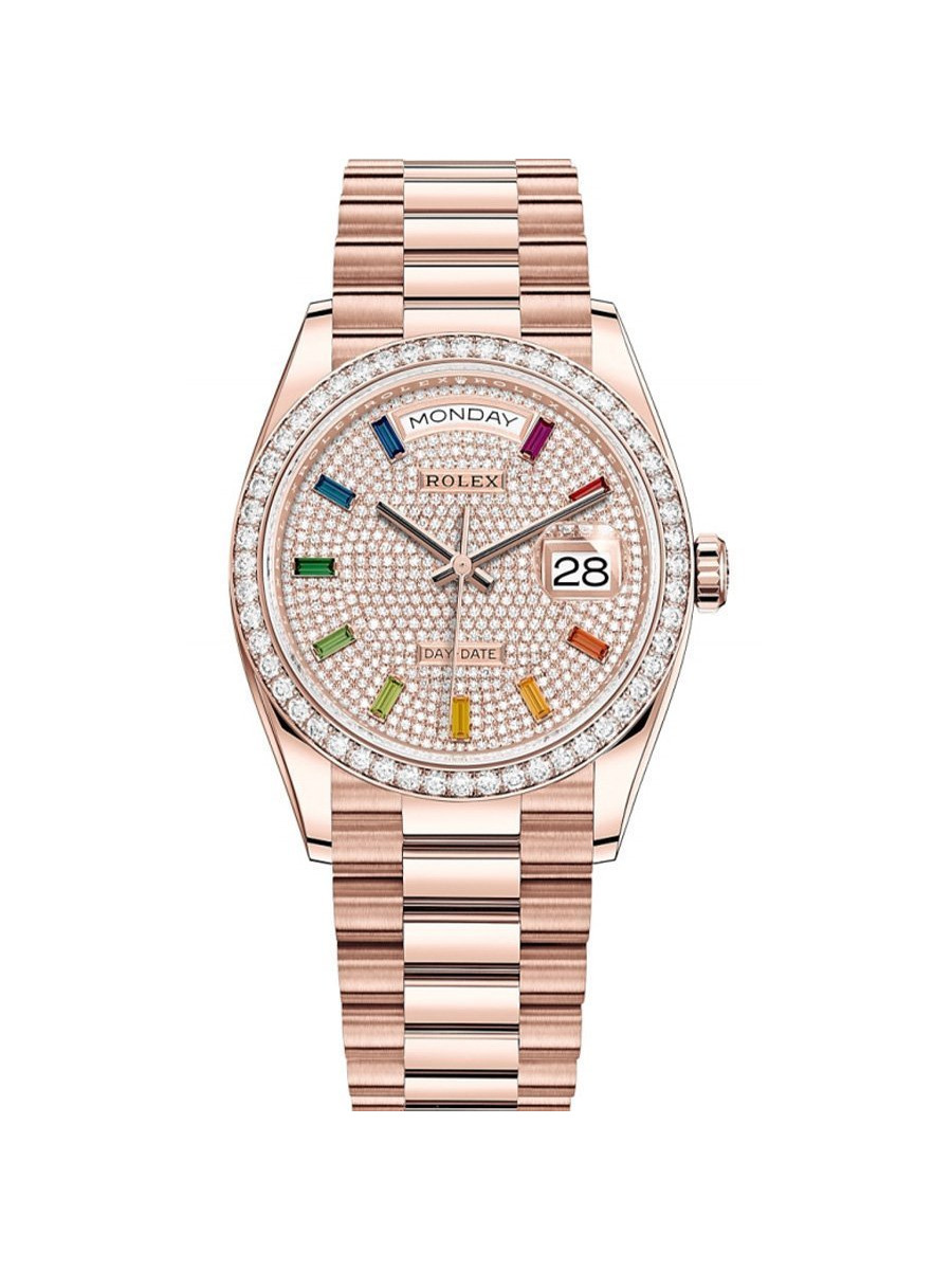 Часы Rolex 128345RBR Diamond-paved rainbow sapphires