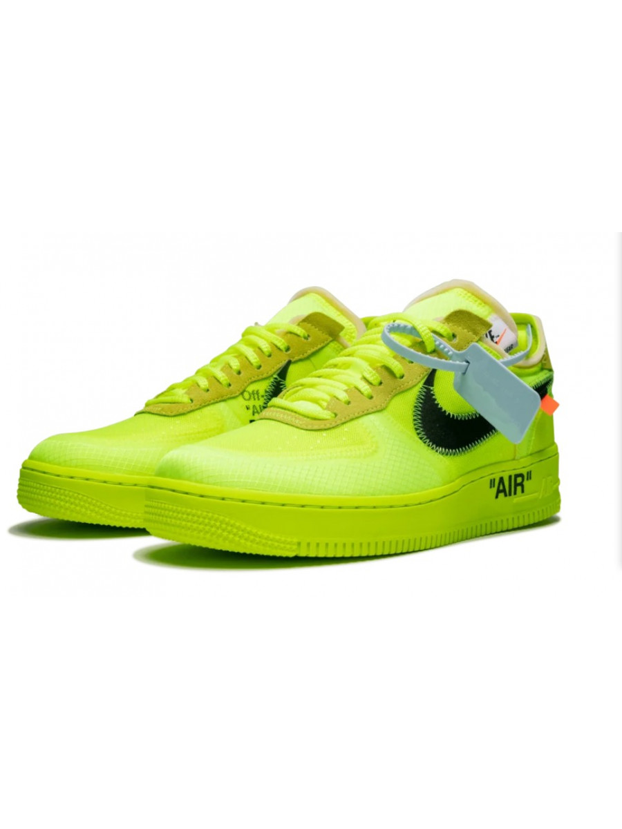 Кроссовки Off-white X Nike Air Force 1 Low Салатовые Off-White